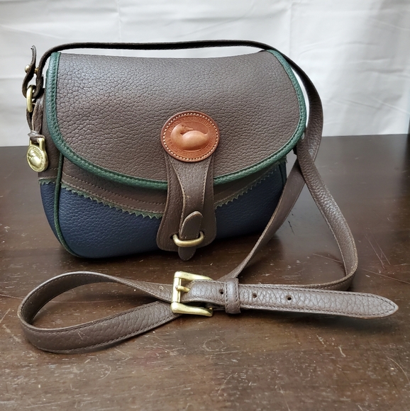 Vintage Dooney & Bourke AWL Teton Shoulder Crossbody Bag In BlGrBr - Picture 1 of 16